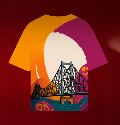 Kolkata Abstract Oversized Tee – Howrah Sunset | The Desicult